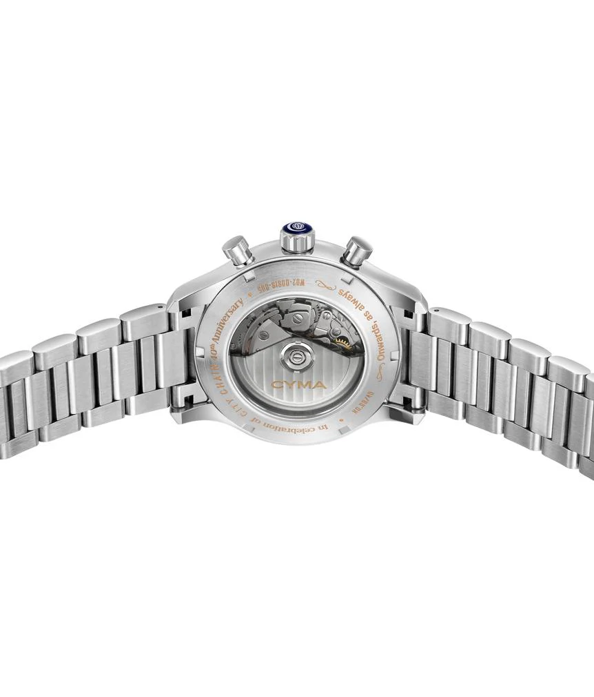 Cyma Grand Maestro The Chess Collection 42mm Silver white vertical hairline dial &amp; dark blue color sub-dials Dial Silver Steel Bracelet - Image 3