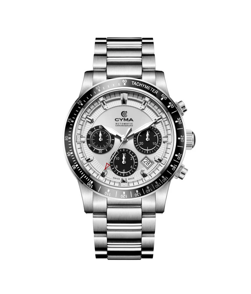 Cyma Grand Maestro Steel Cross Collection 42mm Silver White Sunray Dial Silver Steel Bracelet