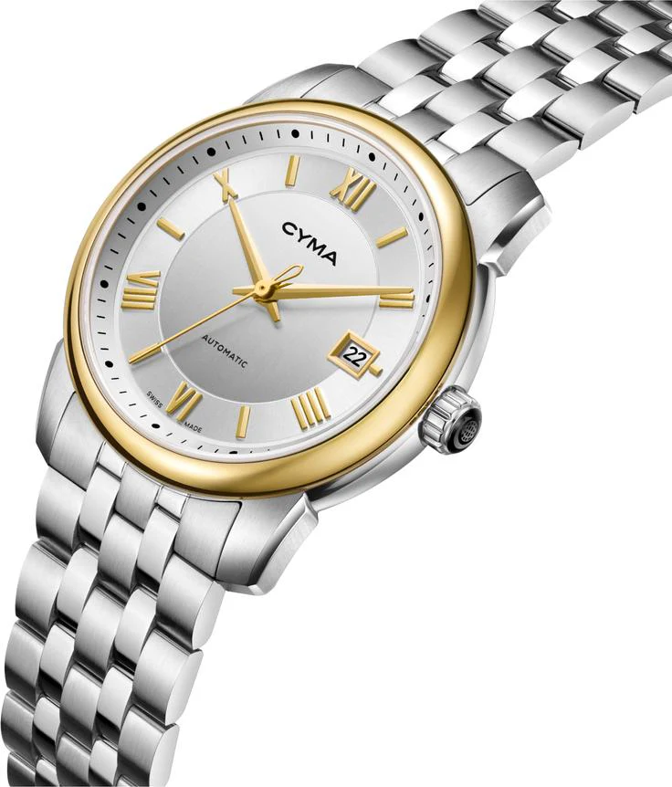 Cyma Signature Collection 37mm Silver white vertical hairline &amp; sunray dial Dial Silver Steel Bracelet - Image 2