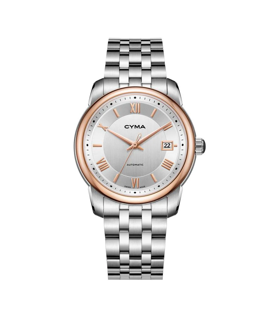 Cyma Signature Collection 37mm Silver white vertical hairline &amp; sunray dial Dial Silver Steel Bracelet