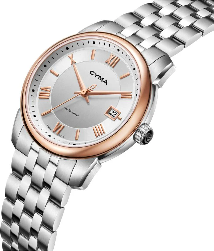 Cyma Signature Collection 37mm Silver white vertical hairline &amp; sunray dial Dial Silver Steel Bracelet - Image 2